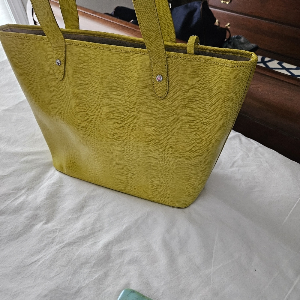 LAUREN RALPH LAUREN Tote Bag Leather Lemon Hand Bag - Picture 6 of 6
